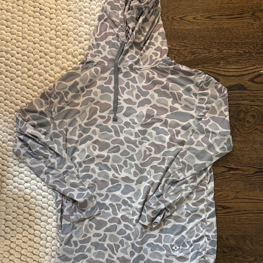 BURLEBO Camouflage Hoodie in Gray and Cream